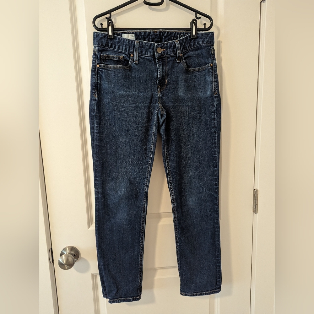 GAP Classic Straight Leg Ankle Length Blue Women's 1969 Jeans Dark Blue Wash 30s